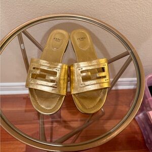 Fendi Gold Sandals